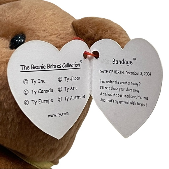 Ty Beanie Baby BANDAGE the Get Well Soon Bear (8.5 inch) MWMT Stuffed Animal Toy - Picture 4 of 6